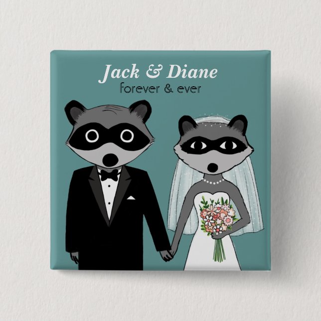 Raccoons Wedding 15 Cm Square Badge (Front)