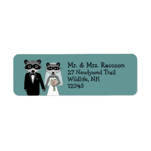 Raccoons Wedding Couple - Cute Bride and Groom Return Address Label