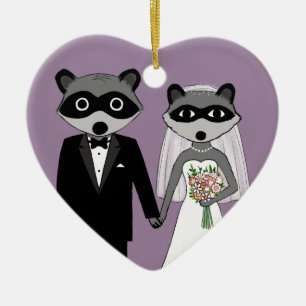 Raccoons Wedding Keepsake Ceramic Ornament