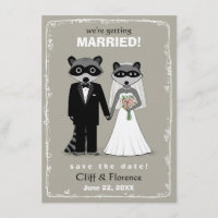 Raccoons Wedding Save the Date (Warm Grey)