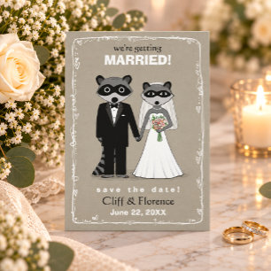 Raccoons Wedding Save the Date (Warm Grey)