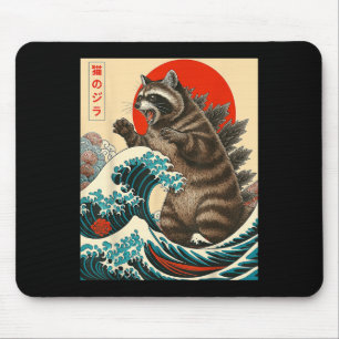 Raccoonzilla Racoon Japanese Art Funny Men Women Mouse Pad