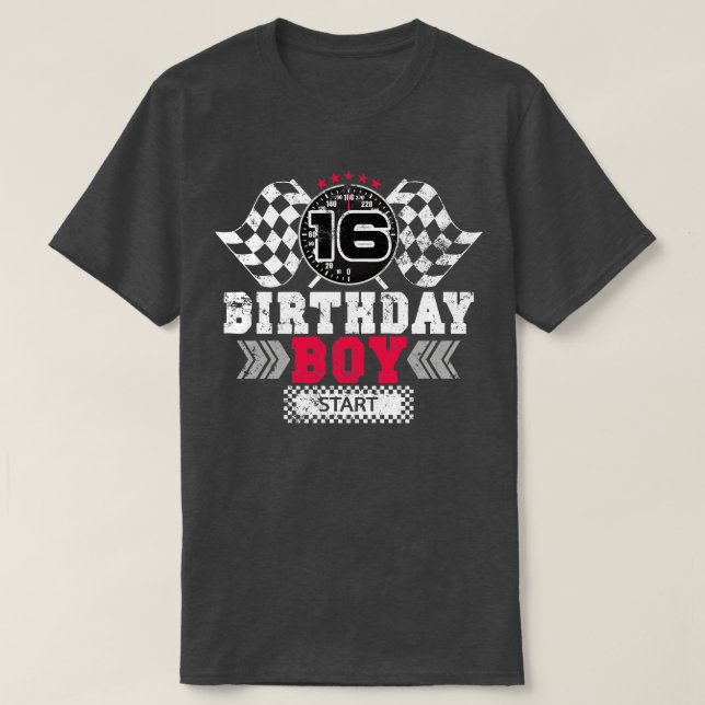 Race 16th Birthday Boy Party Racing Driver T-Shirt (Design Front)