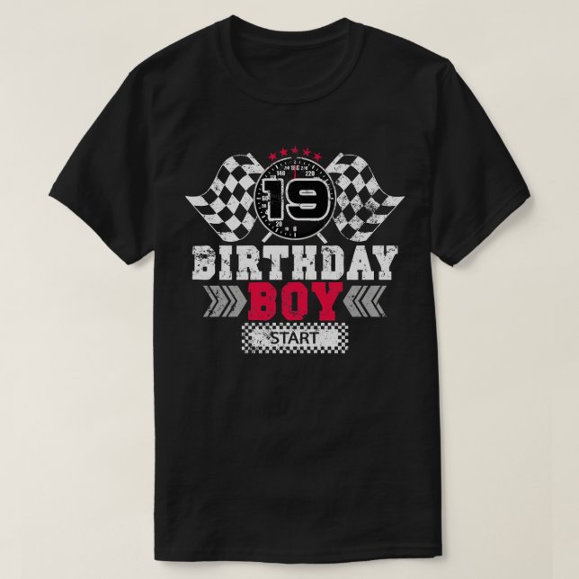 Race 19th Birthday Boy Party Racing Driver T-Shirt (Design Front)