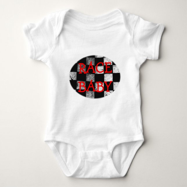 Race Baby Chequered Flag Customisable Bodysuit (Front)
