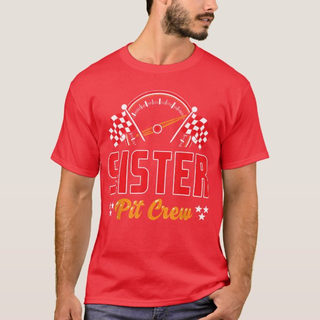 Race Birthday Party Matching Family Sister Pit Cre T-Shirt (Front)