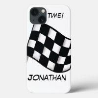 Race Black White Chequered Flag Name Personalised