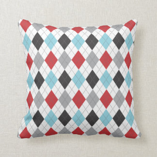 Race Blue Red Argyle Two Pattern Reversible Cushion