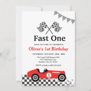 Race Car 1st Birthday, Boy Birthday Party Invitation