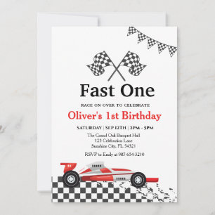 Race Car 1st Birthday, Boy Birthday Party Invitation