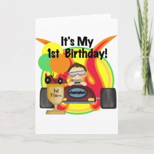 Race Car 1st Birthday Tshirts and Gifts Card