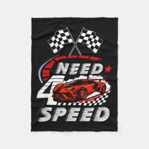Race car 4th birthday boy need four speed 4 years fleece blanket