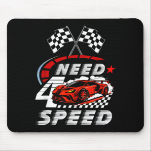 Race car 4th birthday boy need four speed 4 years mouse pad