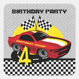 Race Car 4th Birthday Sticker