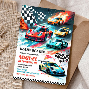 Race Car 5th Birthday Invitation