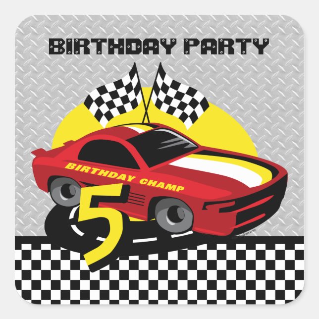Race Car 5th Birthday Sticker (Front)