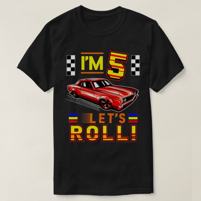Race Car 5th Birthday Toddler Boy Racing 5 Years O T-Shirt (Design Front)