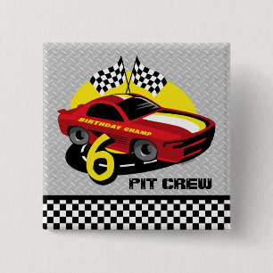Race Car 6th Birthday Button
