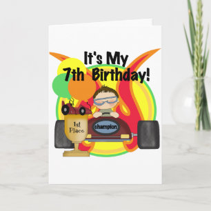 Race Car 7th Birthday Tshirts and Gifts Card