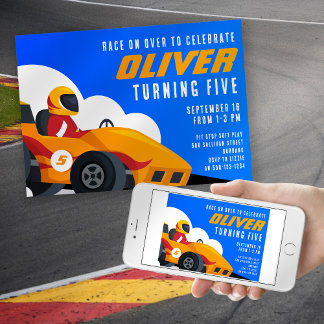 Race Car Any Age Birthday Party Invitation