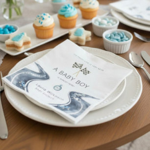 Race Car Baby Boy A Baby Is Almost Here Party Napk Napkin