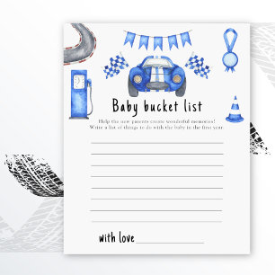 Race car baby shower Baby bucket list