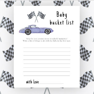 Race car baby shower Baby bucket list