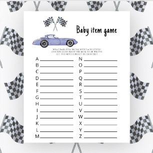 Race car baby shower. Baby item game