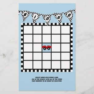 Race Car Baby Shower Bingo