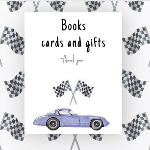 Race car baby shower Books cards and gifts Poster