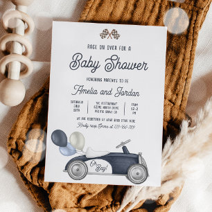 Race Car Baby Shower Boy Blue Race Car Shower Invitation