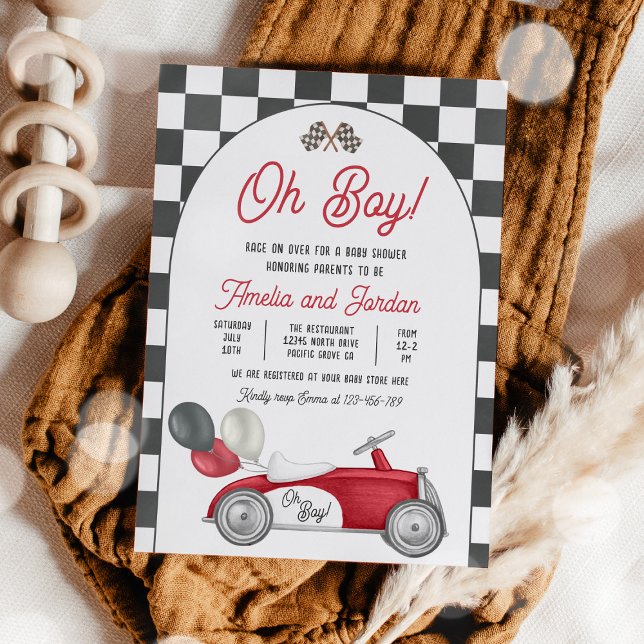 Race Car Baby Shower Boy Red Race Car Shower Invitation (Creator Uploaded)