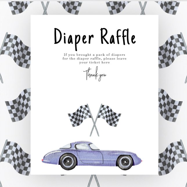 Race car baby shower Diaper Raffle game Poster (Creator Uploaded)
