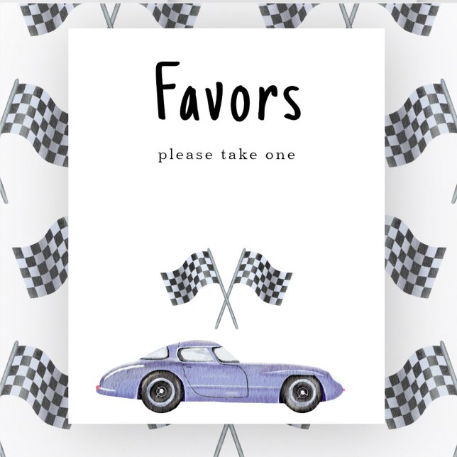 Race car baby shower Favours, please take one Poster (Creator Uploaded)