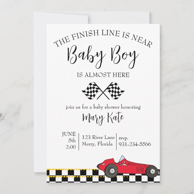 Race Car Baby Shower Invitation (Front)