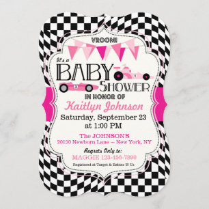 Race Car Baby Shower Invitation Card