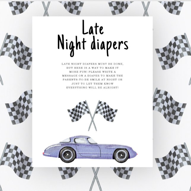 Race car baby shower Late Night diapers Poster (Creator Uploaded)