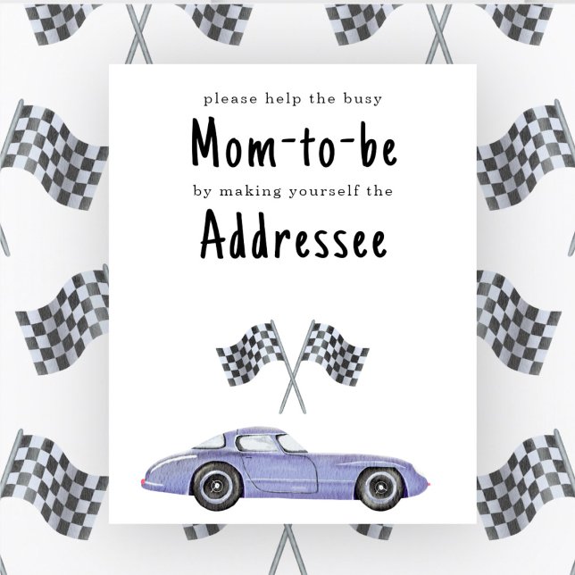 Race car baby shower Mum to be addressee Poster (Creator Uploaded)
