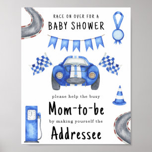 Race car baby shower Mum to be addressee Poster