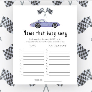 Race car baby shower Name that Baby Song