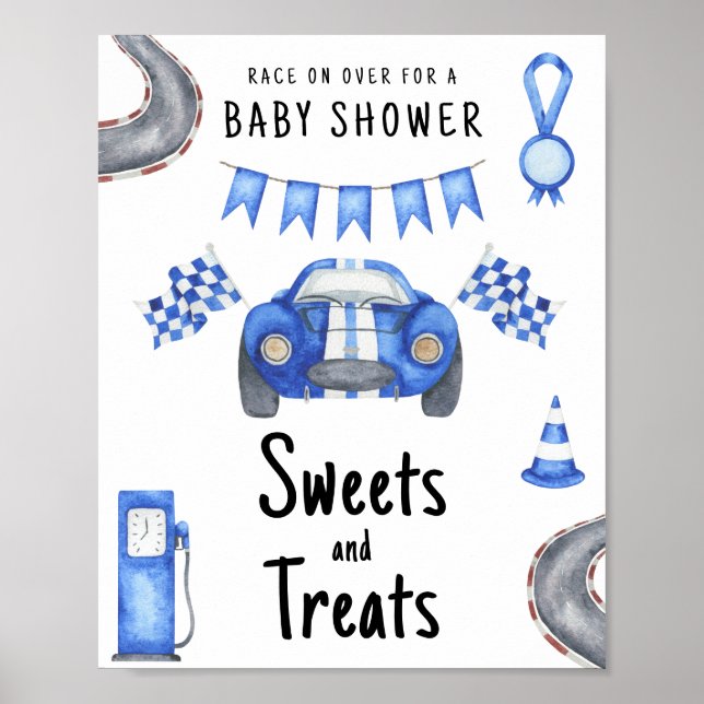 Race car baby shower Sweets and treats Poster (Front)