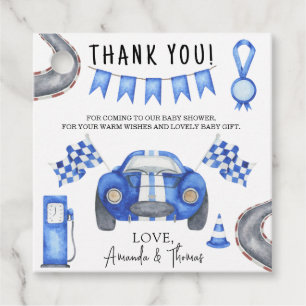 Race car Baby Shower - thank you Favour Tags