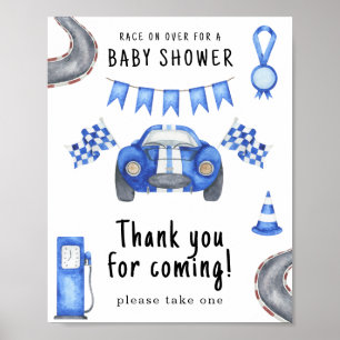 Race car baby shower Thank you for coming Poster