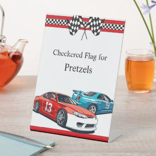 Race Car Birthday, 10th Birthday Snack Table Pedestal Sign