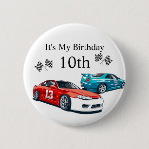 Race Car Birthday, 6 Cm Round Badge