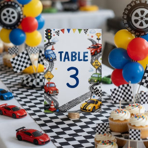 Race Car Birthday Car Party Table Number