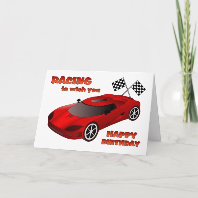 Race Car Birthday Card (Front)