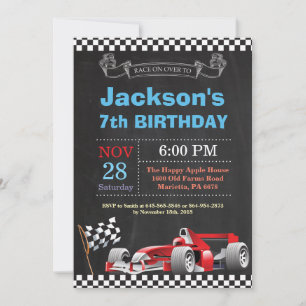 Race Car Birthday Invitation. Boy Birthday Party Invitation