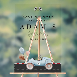 Race Car Birthday Invitation, Fast One Birthday  Acrylic Sign