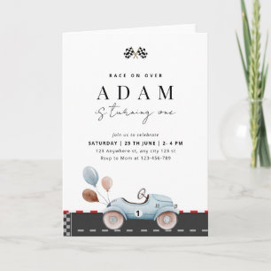 Race Car Birthday Invitation, Fast One Birthday  Invitation